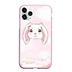 Чехол iPhone 11 Pro матовый Милый белый кролик, цвет: 3D-розовый