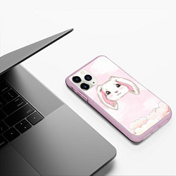 Чехол iPhone 11 Pro матовый Милый белый кролик, цвет: 3D-розовый — фото 2
