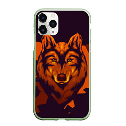 Чехол iPhone 11 Pro матовый Голова рыжего волка, цвет: 3D-салатовый