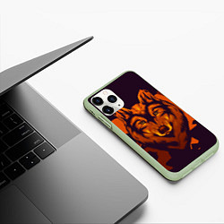 Чехол iPhone 11 Pro матовый Голова рыжего волка, цвет: 3D-салатовый — фото 2