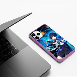 Чехол iPhone 11 Pro матовый Странник: Genshin impact, цвет: 3D-фиолетовый — фото 2