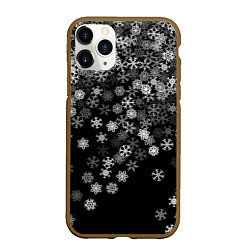 Чехол iPhone 11 Pro матовый Пушистые снежинки, цвет: 3D-коричневый
