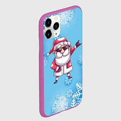 Чехол iPhone 11 Pro матовый Крутой Дед Мороз - снежинки, цвет: 3D-фиолетовый — фото 2