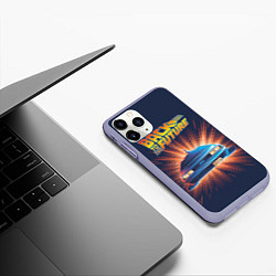 Чехол iPhone 11 Pro матовый Назад в будущее - Делориан 12, цвет: 3D-светло-сиреневый — фото 2