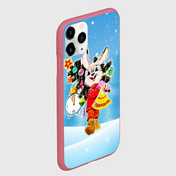 Чехол iPhone 11 Pro матовый Зайчик с советских открыток, цвет: 3D-малиновый — фото 2