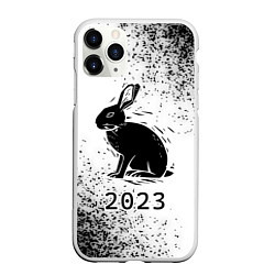 Чехол iPhone 11 Pro матовый НГ Кролик силуэт на светлом