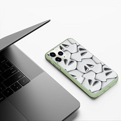 Чехол iPhone 11 Pro матовый Металло-чешуйчатая серая броня, цвет: 3D-салатовый — фото 2