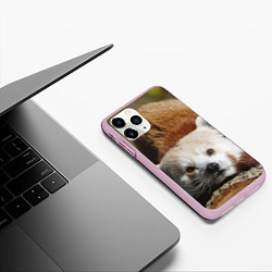 Чехол iPhone 11 Pro матовый Красная панда ждёт, цвет: 3D-розовый — фото 2