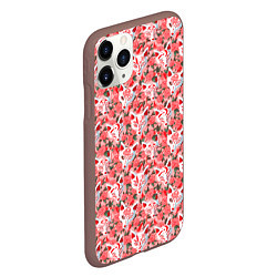 Чехол iPhone 11 Pro матовый Маски лисиц кицунэ и цветущая камелия, цвет: 3D-коричневый — фото 2