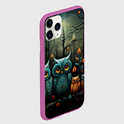 Чехол iPhone 11 Pro матовый Совы в стиле Folk Art, цвет: 3D-фиолетовый — фото 2