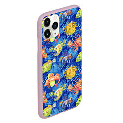Чехол iPhone 11 Pro матовый Большие акварельные рыбы, цвет: 3D-розовый — фото 2