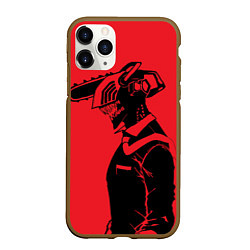 Чехол iPhone 11 Pro матовый Дэнджи в образе бензопилы, цвет: 3D-коричневый