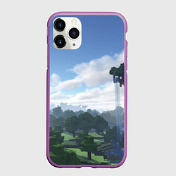 Чехол iPhone 11 Pro матовый Minecraft мир, цвет: 3D-фиолетовый