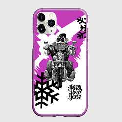 Чехол iPhone 11 Pro матовый New Year: Santa Biker, цвет: 3D-фиолетовый