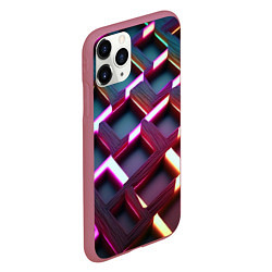 Чехол iPhone 11 Pro матовый Проблеск неоновых квадратов, цвет: 3D-малиновый — фото 2