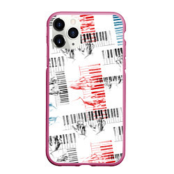 Чехол iPhone 11 Pro матовый Играем джаз, цвет: 3D-малиновый