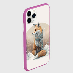 Чехол iPhone 11 Pro матовый Лисица и сугроб, цвет: 3D-фиолетовый — фото 2