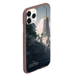 Чехол iPhone 11 Pro матовый Пустынная улица Токио, цвет: 3D-коричневый — фото 2