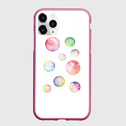 Чехол iPhone 11 Pro матовый Мыльные пузыри, цвет: 3D-малиновый