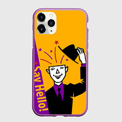 Чехол iPhone 11 Pro матовый Скажи Привет, цвет: 3D-фиолетовый