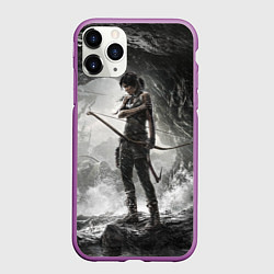 Чехол iPhone 11 Pro матовый Лара Крофт, цвет: 3D-фиолетовый