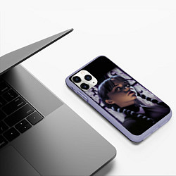 Чехол iPhone 11 Pro матовый Уэнсдэй, дочь Гомеса и Мортиши Аддамс, цвет: 3D-светло-сиреневый — фото 2