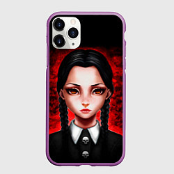Чехол iPhone 11 Pro матовый Уэнсдэй на красном фоне