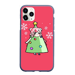 Чехол iPhone 11 Pro матовый Аниме девочка в костюме ёлки, цвет: 3D-серый