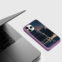Чехол iPhone 11 Pro матовый Множество стеклянных кубов и фигур, цвет: 3D-фиолетовый — фото 2