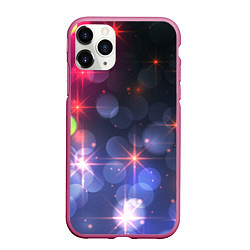 Чехол iPhone 11 Pro матовый Поп арт неоновые звезды космического неба, цвет: 3D-малиновый