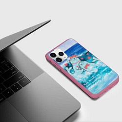 Чехол iPhone 11 Pro матовый Тюлени любви в море, цвет: 3D-малиновый — фото 2