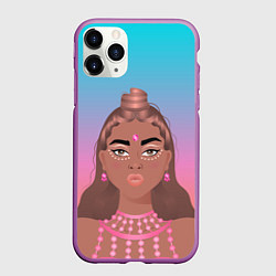 Чехол iPhone 11 Pro матовый Девушка с фестиваля коачелла, цвет: 3D-фиолетовый