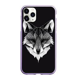 Чехол iPhone 11 Pro матовый Lowpoly fox, цвет: 3D-светло-сиреневый