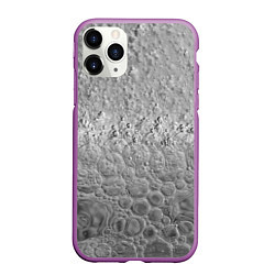 Чехол iPhone 11 Pro матовый Серая поверхность жидкой планеты, цвет: 3D-фиолетовый