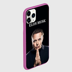 Чехол iPhone 11 Pro матовый Илон Маск, портрет на черном фоне, цвет: 3D-фиолетовый — фото 2