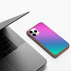 Чехол iPhone 11 Pro матовый Розовый с бирюзовым и синим градиент, цвет: 3D-коричневый — фото 2