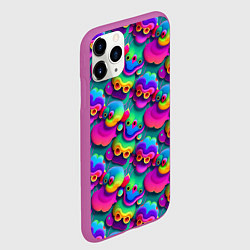Чехол iPhone 11 Pro матовый Паттерн Маленькие Монстры неон, цвет: 3D-фиолетовый — фото 2