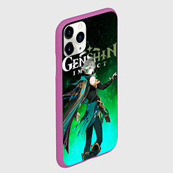 Чехол iPhone 11 Pro матовый Аль Хайтам Геншин Импакт, цвет: 3D-фиолетовый — фото 2