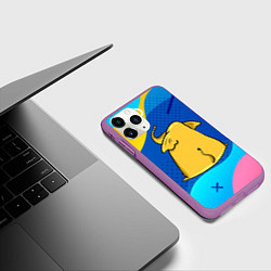 Чехол iPhone 11 Pro матовый Желтый слон вид сзади, цвет: 3D-фиолетовый — фото 2