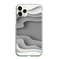 Чехол iPhone 11 Pro матовый Множество оттенков серого в разломе, цвет: 3D-салатовый