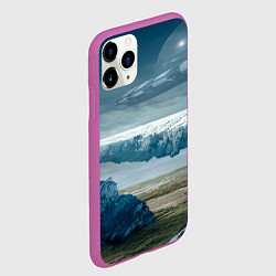 Чехол iPhone 11 Pro матовый Скалы, камни и космический корабль, цвет: 3D-фиолетовый — фото 2