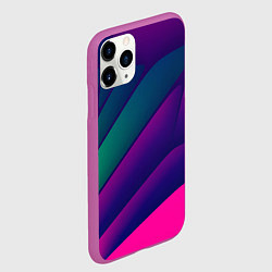 Чехол iPhone 11 Pro матовый Абстрактные листы разных тёмных цветов - розовый,, цвет: 3D-фиолетовый — фото 2