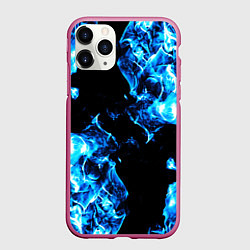 Чехол iPhone 11 Pro матовый Красивый синий огонь, цвет: 3D-малиновый