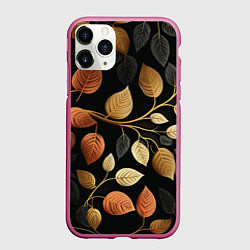Чехол iPhone 11 Pro матовый Осеннее настроение - листья, цвет: 3D-малиновый