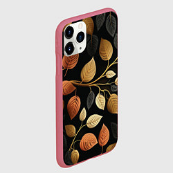Чехол iPhone 11 Pro матовый Осеннее настроение - листья, цвет: 3D-малиновый — фото 2