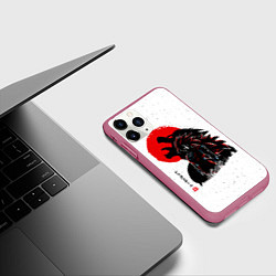 Чехол iPhone 11 Pro матовый Dragon Ball красная луна, цвет: 3D-малиновый — фото 2