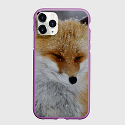 Чехол iPhone 11 Pro матовый Лис в снегу