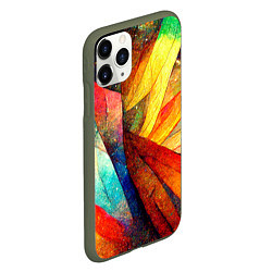 Чехол iPhone 11 Pro матовый Радужная абстракция со звездами, цвет: 3D-темно-зеленый — фото 2