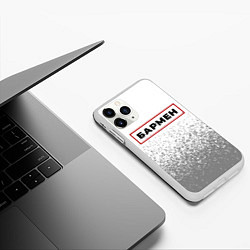 Чехол iPhone 11 Pro матовый Бармен - в красной рамке на светлом, цвет: 3D-белый — фото 2