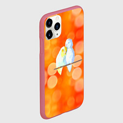 Чехол iPhone 11 Pro матовый Пара влюбленных попугаев, цвет: 3D-малиновый — фото 2